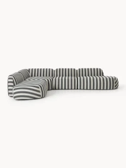 Divano angolare componibile XL a righe con chaise longue Wolke