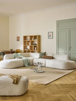 Divano angolare componibile 4 posti con chaise longue in teddy bouclé Wolke