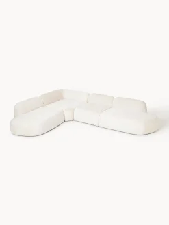 Divano angolare componibile 4 posti con chaise longue in teddy bouclé Wolke