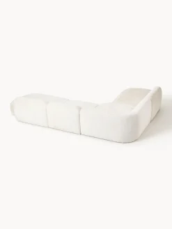 Divano angolare componibile 4 posti con chaise longue in teddy bouclé Wolke