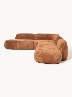 Divano angolare componibile 4 posti con chaise longue in teddy bouclé Wolke