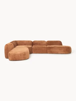 Divano angolare componibile 4 posti con chaise longue in teddy bouclé Wolke