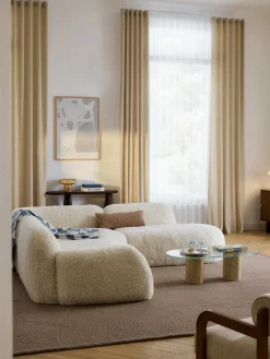 Divano angolare componibile 4 posti con chaise longue in teddy Wolke