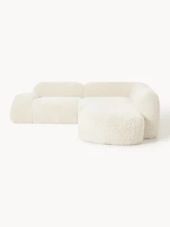 Divano angolare componibile 4 posti con chaise longue in teddy Wolke