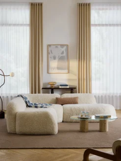 Divano angolare componibile 4 posti con chaise longue in teddy Wolke