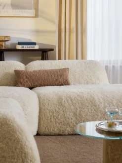 Divano angolare componibile 4 posti con chaise longue in teddy Wolke