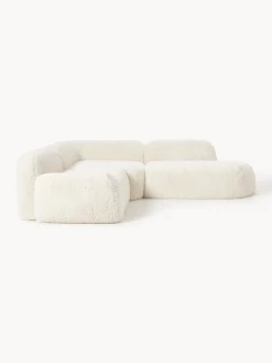 Divano angolare componibile 4 posti con chaise longue in teddy Wolke