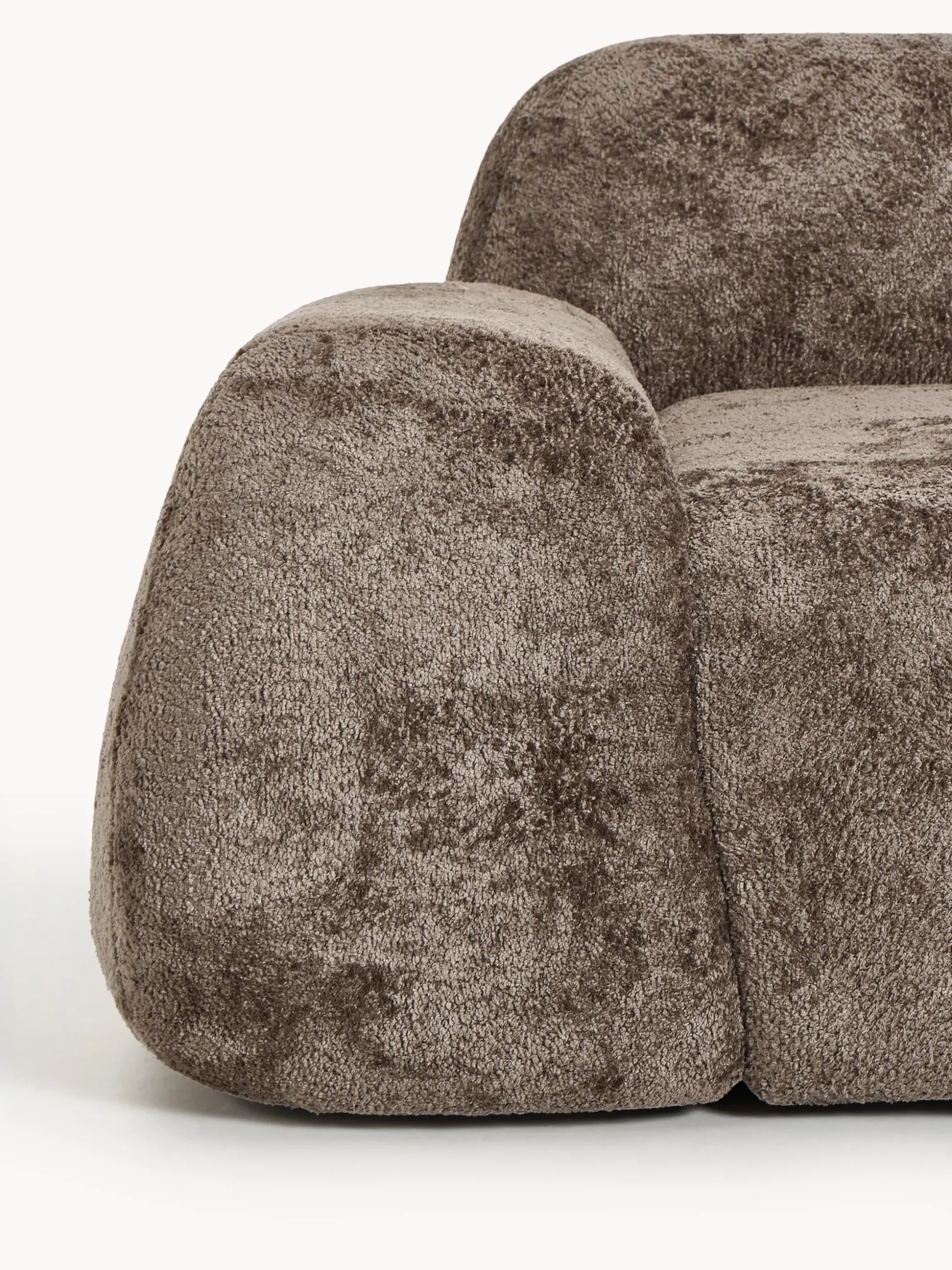 Divano angolare componibile 4 posti in teddy bouclé con chaise longue Wolke