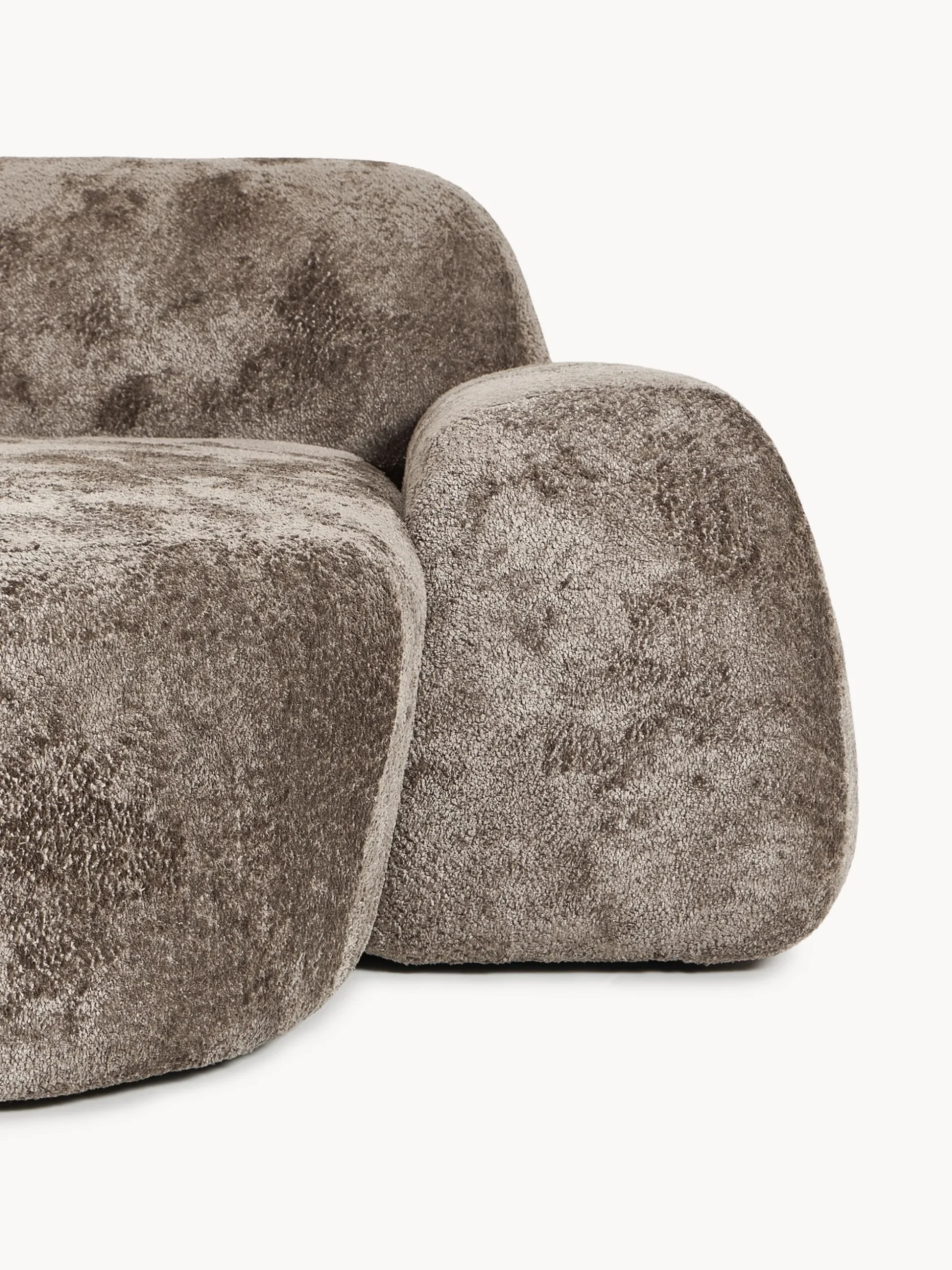 Divano angolare componibile 4 posti in teddy bouclé con chaise longue Wolke