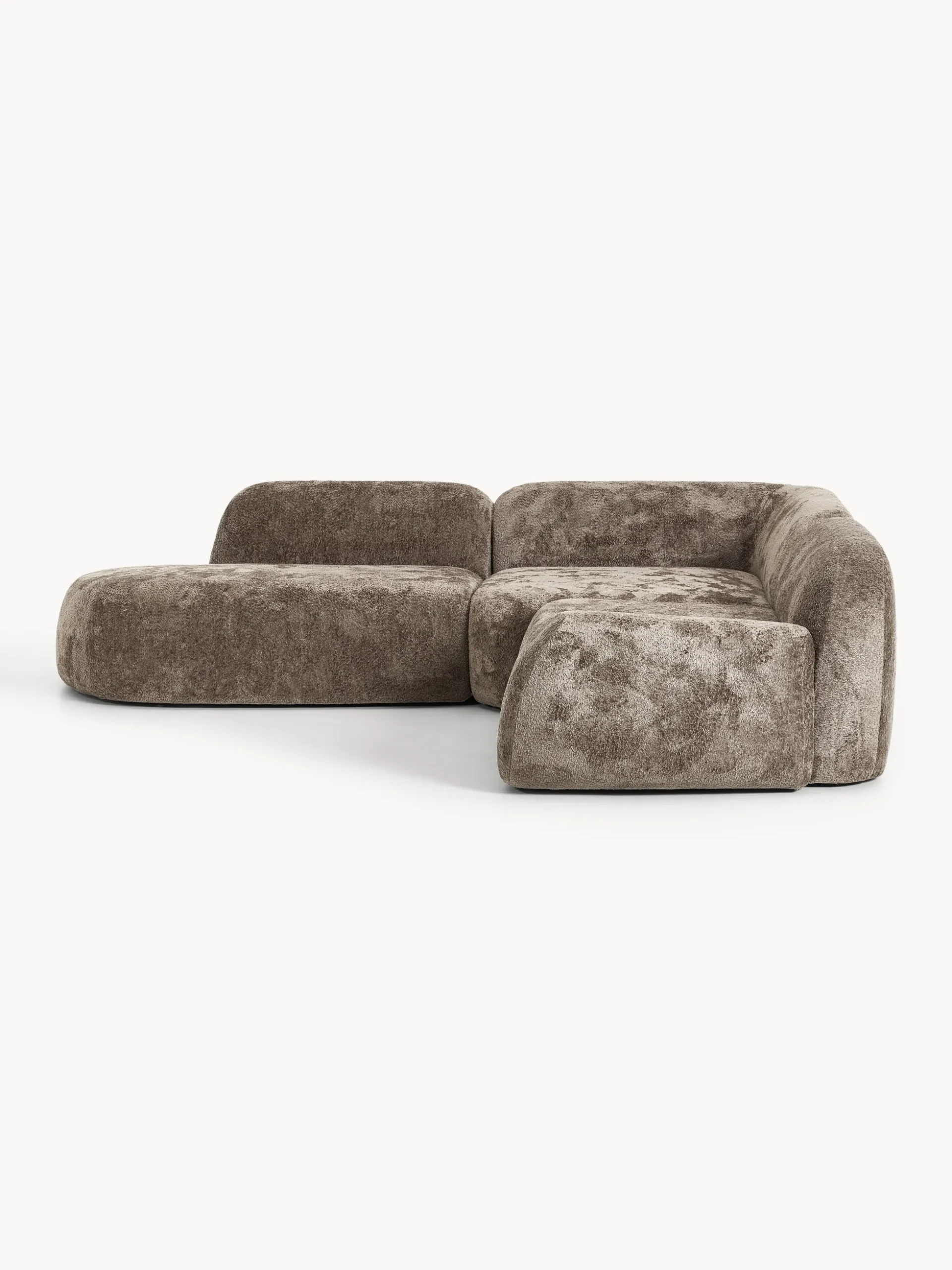 Divano angolare componibile 4 posti in teddy bouclé con chaise longue Wolke