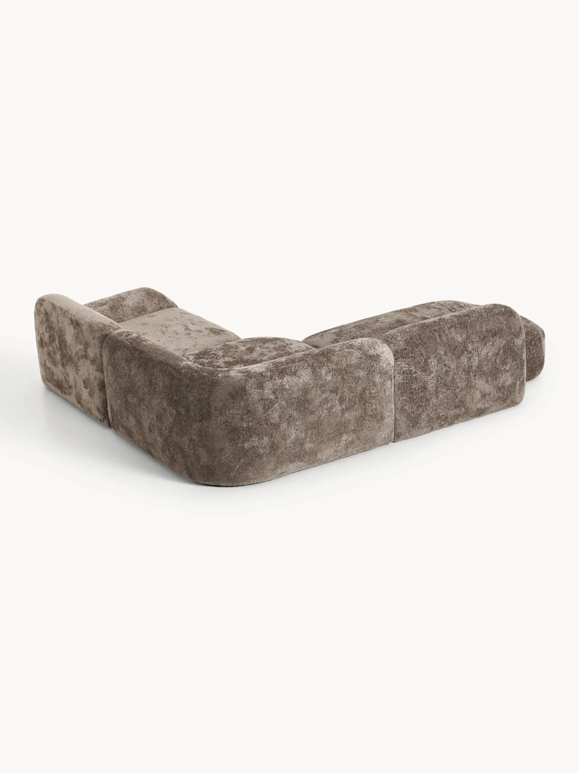 Divano angolare componibile 4 posti in teddy bouclé con chaise longue Wolke