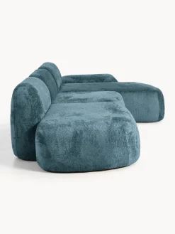 Divano angolare componibile 4 posti con chaise longue in teddy bouclé Wolke