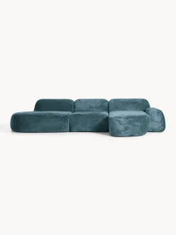 Divano angolare componibile 4 posti con chaise longue in teddy bouclé Wolke