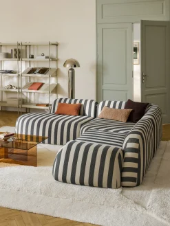 Divano angolare componibile 4 posti a righe con chaise longue Wolke