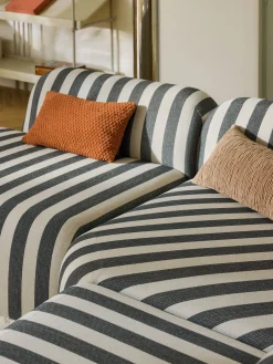 Divano angolare componibile 4 posti a righe con chaise longue Wolke