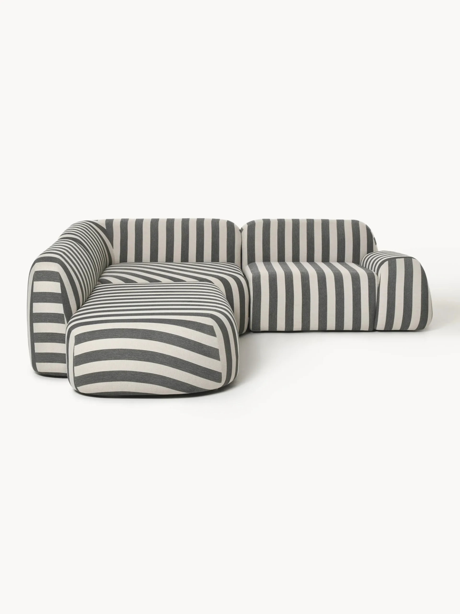Divano angolare componibile 4 posti a righe con chaise longue Wolke