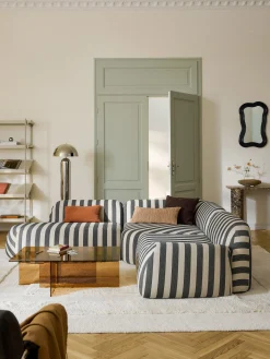 Divano angolare componibile 4 posti a righe con chaise longue Wolke