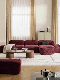 Divano angolare componibile 4 posti con chaise longue in teddy bouclé Wolke