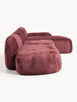 Divano angolare componibile 4 posti con chaise longue in teddy bouclé Wolke