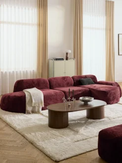 Divano angolare componibile 4 posti con chaise longue in teddy bouclé Wolke