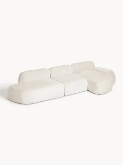 Divano angolare componibile 4 posti con chaise longue in teddy bouclé Wolke