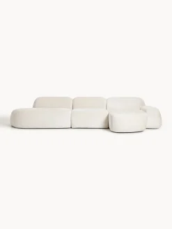 Divano angolare componibile 4 posti con chaise longue in teddy bouclé Wolke