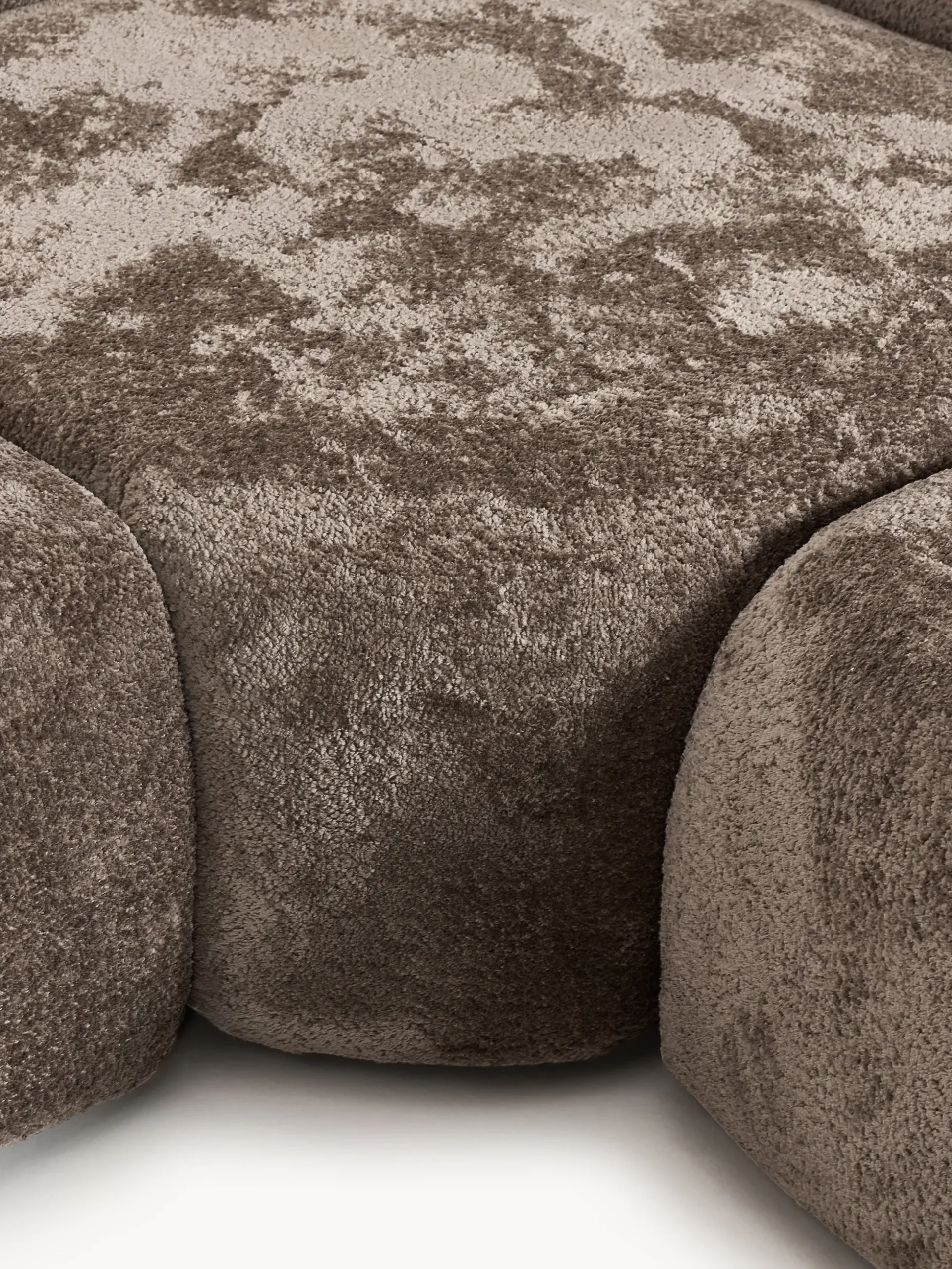 Divano angolare componibile 4 posti in teddy bouclé con chaise longue Wolke