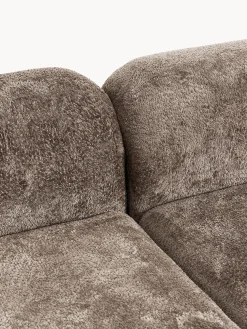 Divano angolare componibile 4 posti in teddy bouclé con chaise longue Wolke