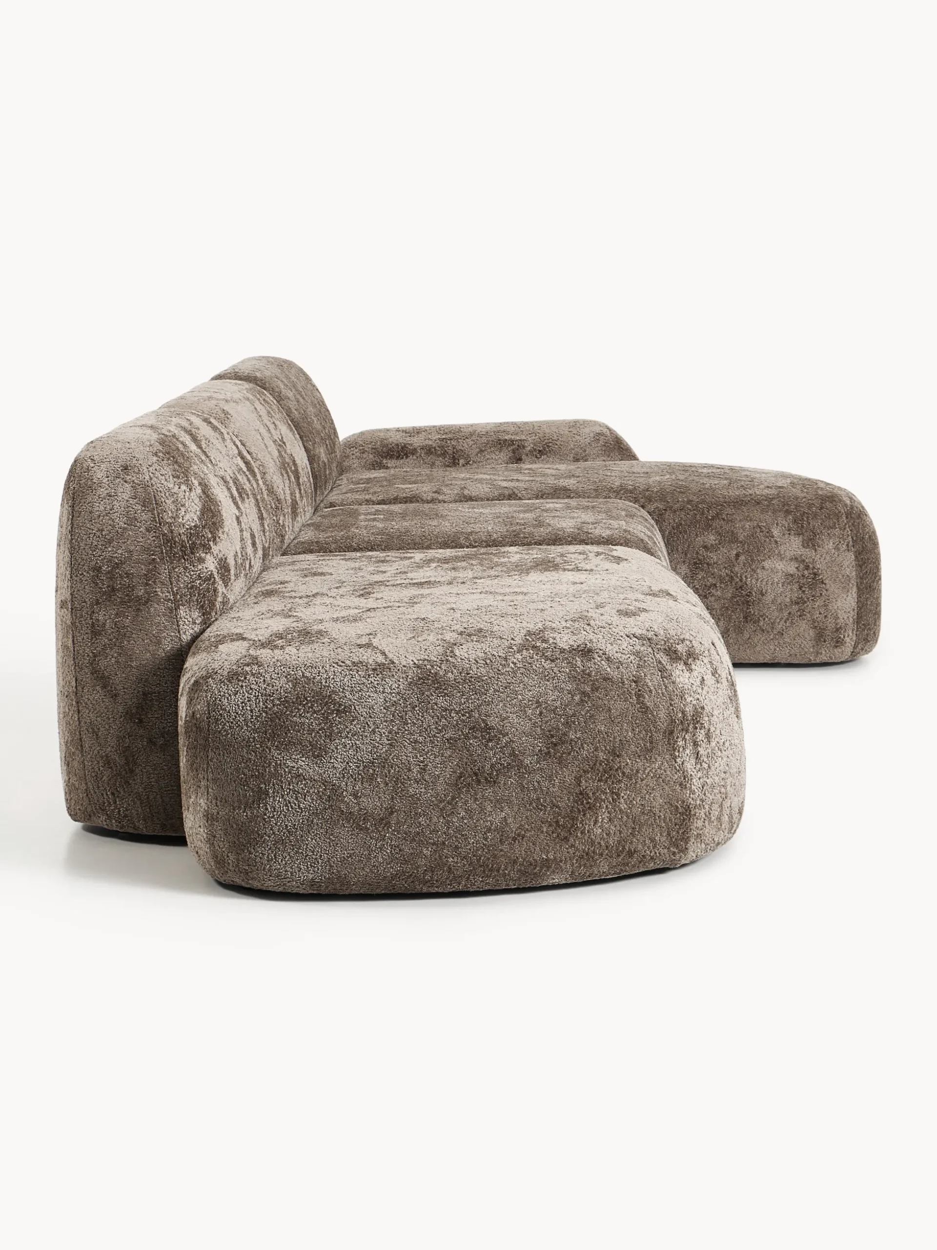 Divano angolare componibile 4 posti in teddy bouclé con chaise longue Wolke