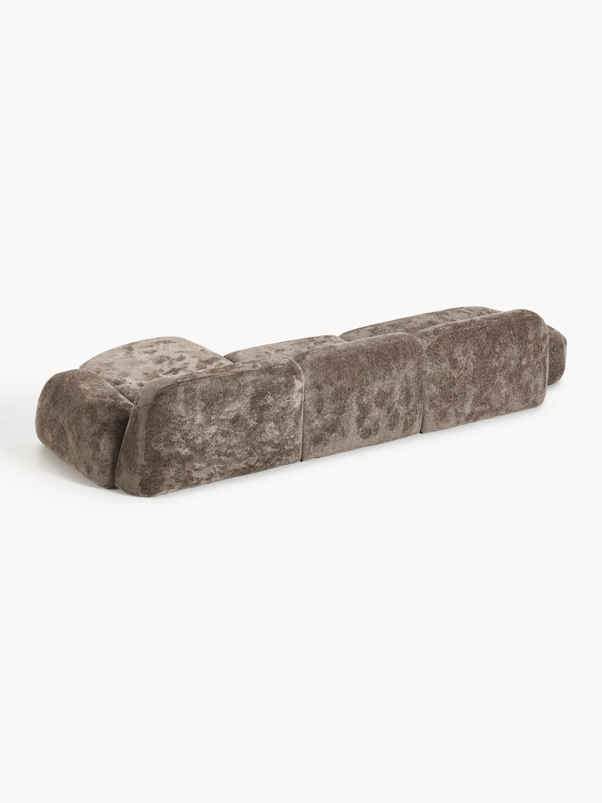 Divano angolare componibile 4 posti in teddy bouclé con chaise longue Wolke