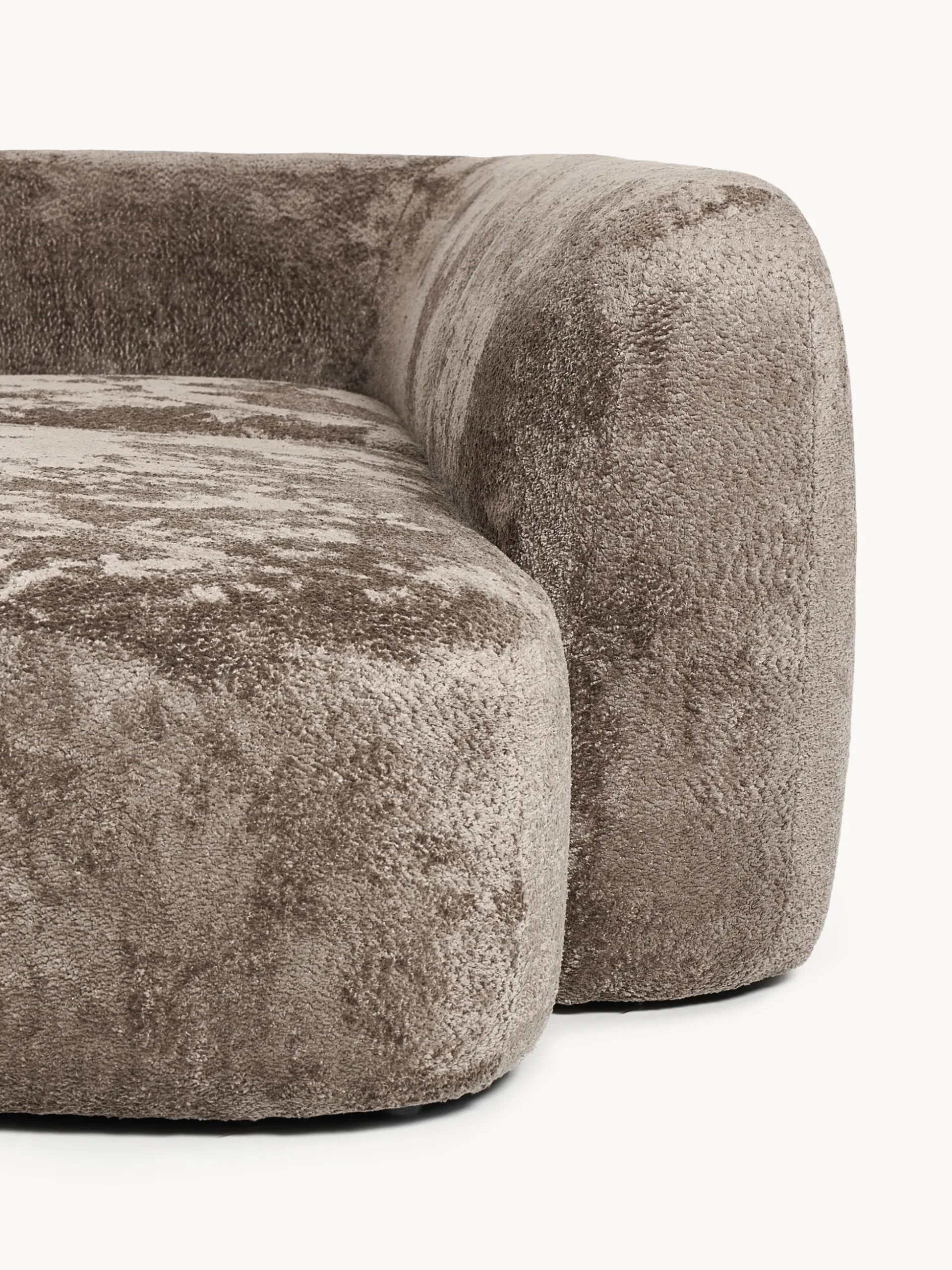 Divano angolare componibile 4 posti in teddy bouclé con chaise longue Wolke