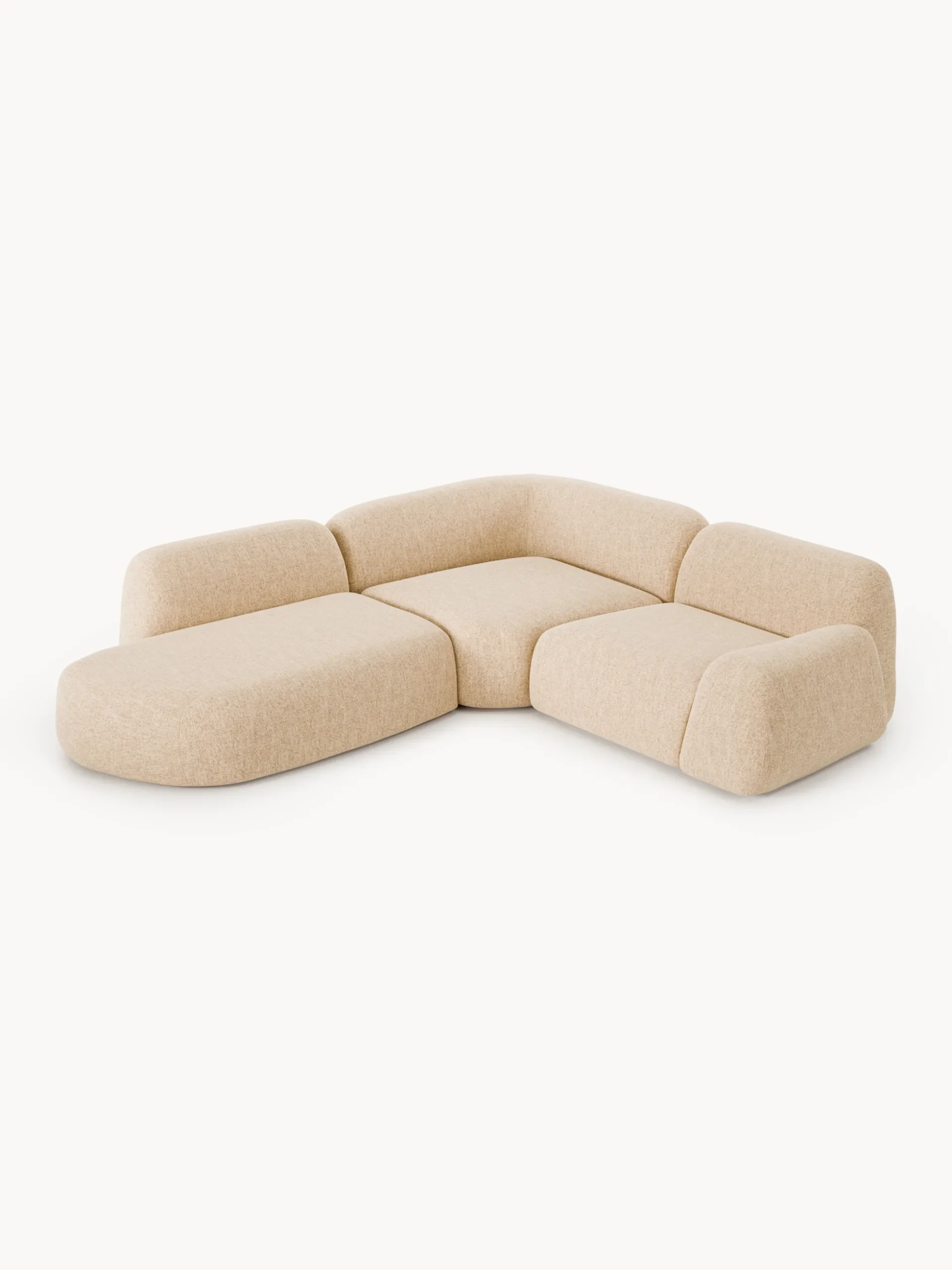 Divano angolare componibile 4 posti in bouclé con chaise longue Wolke