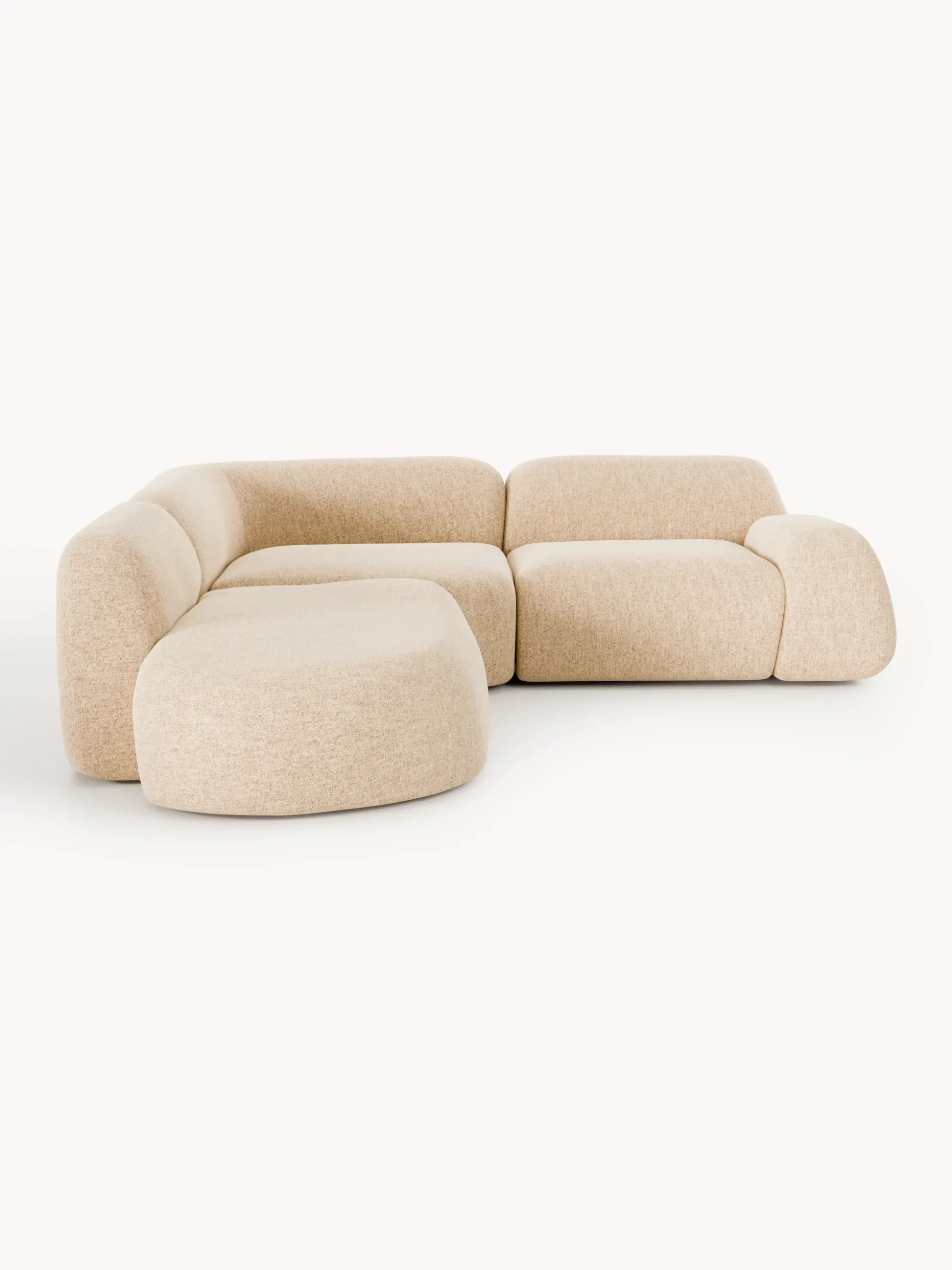 Divano angolare componibile 4 posti in bouclé con chaise longue Wolke