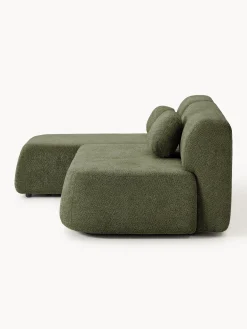 Divano angolare letto in teddy-bouclé con contenitore Pao