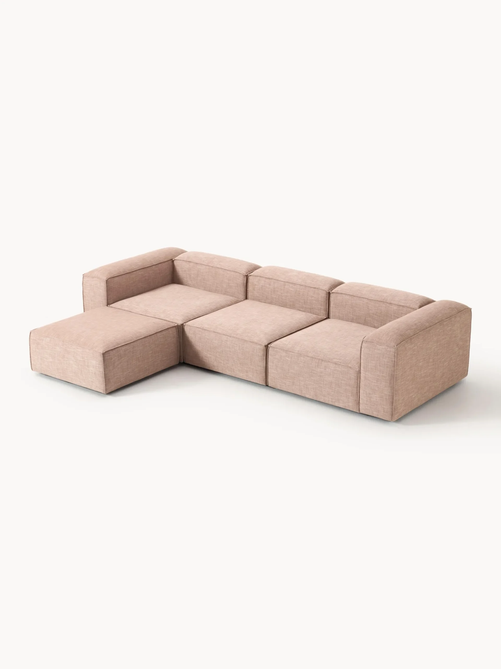 Divano componibile 4 posti in misto lino con poggiapiedi (sinistra/destra) Lennon