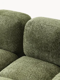Divano componibile 4 posti in teddy-bouclé con poggiapiedi (sinistra/destra) Tayla