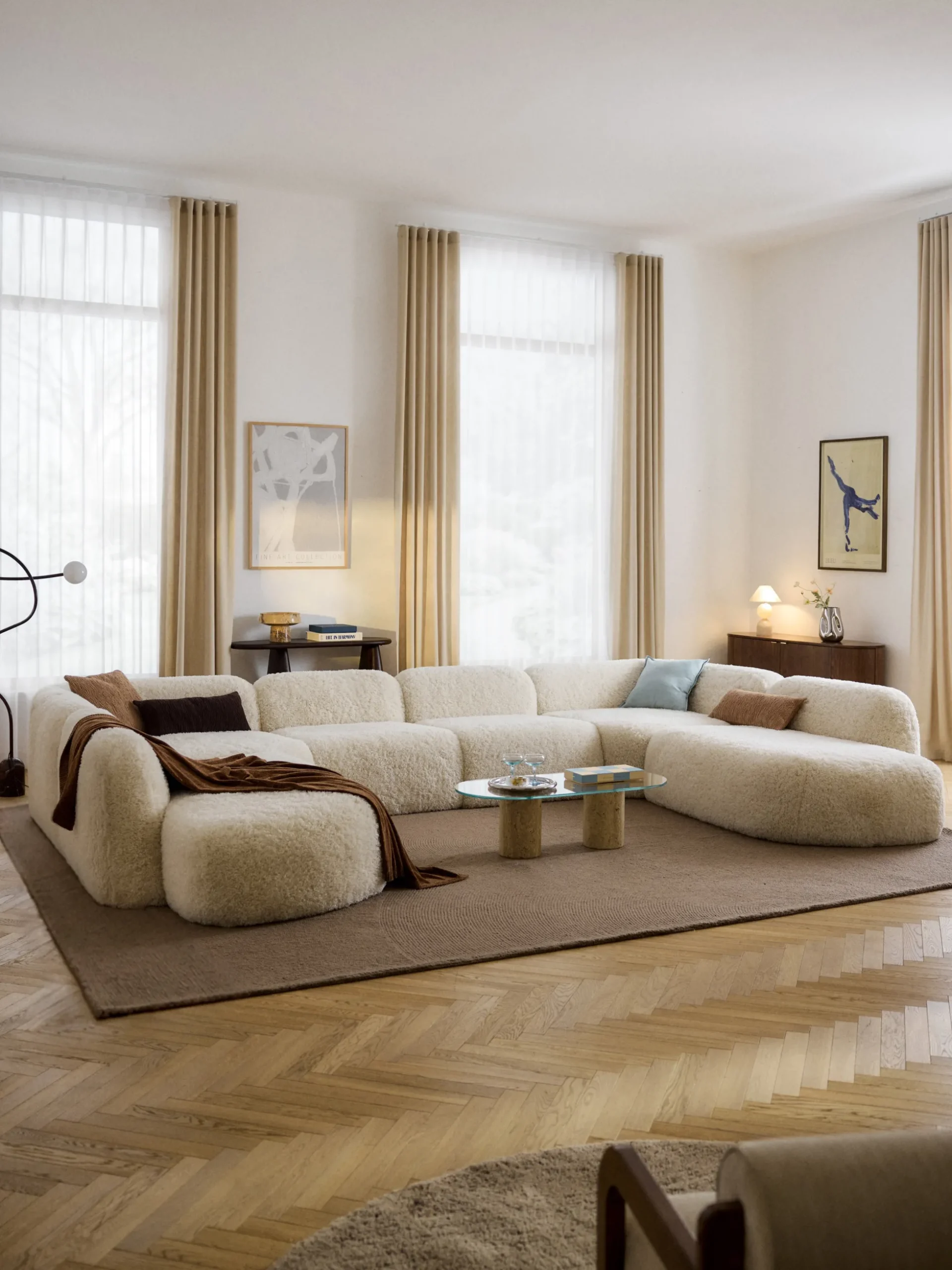 Divano componibile XL in teddy Wolke