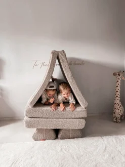 Divano da gioco componibile fatto a mano per bambini in teddy Mila