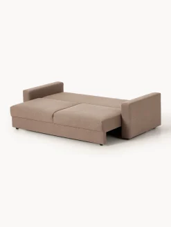 Divano letto 3 posti in bouclé con vano contenitore Tasha