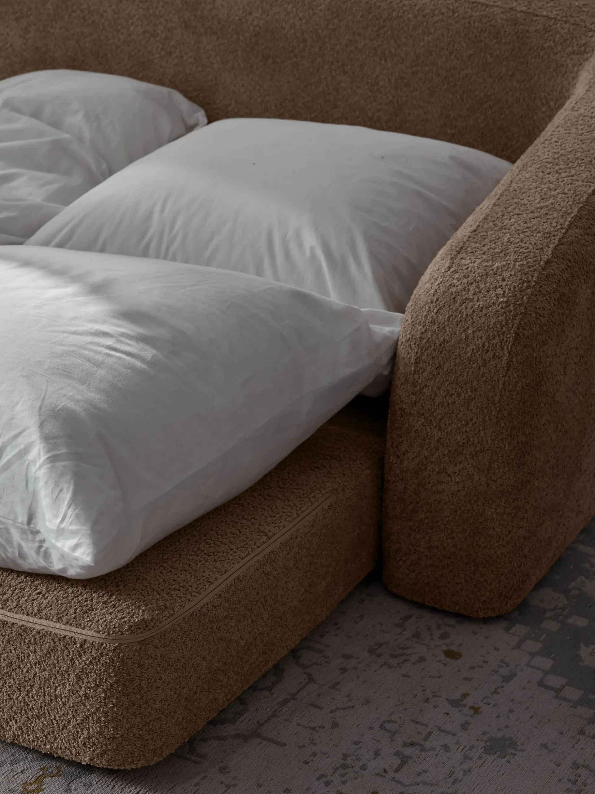 Divano letto 3 posti in teddy-bouclé Eliot