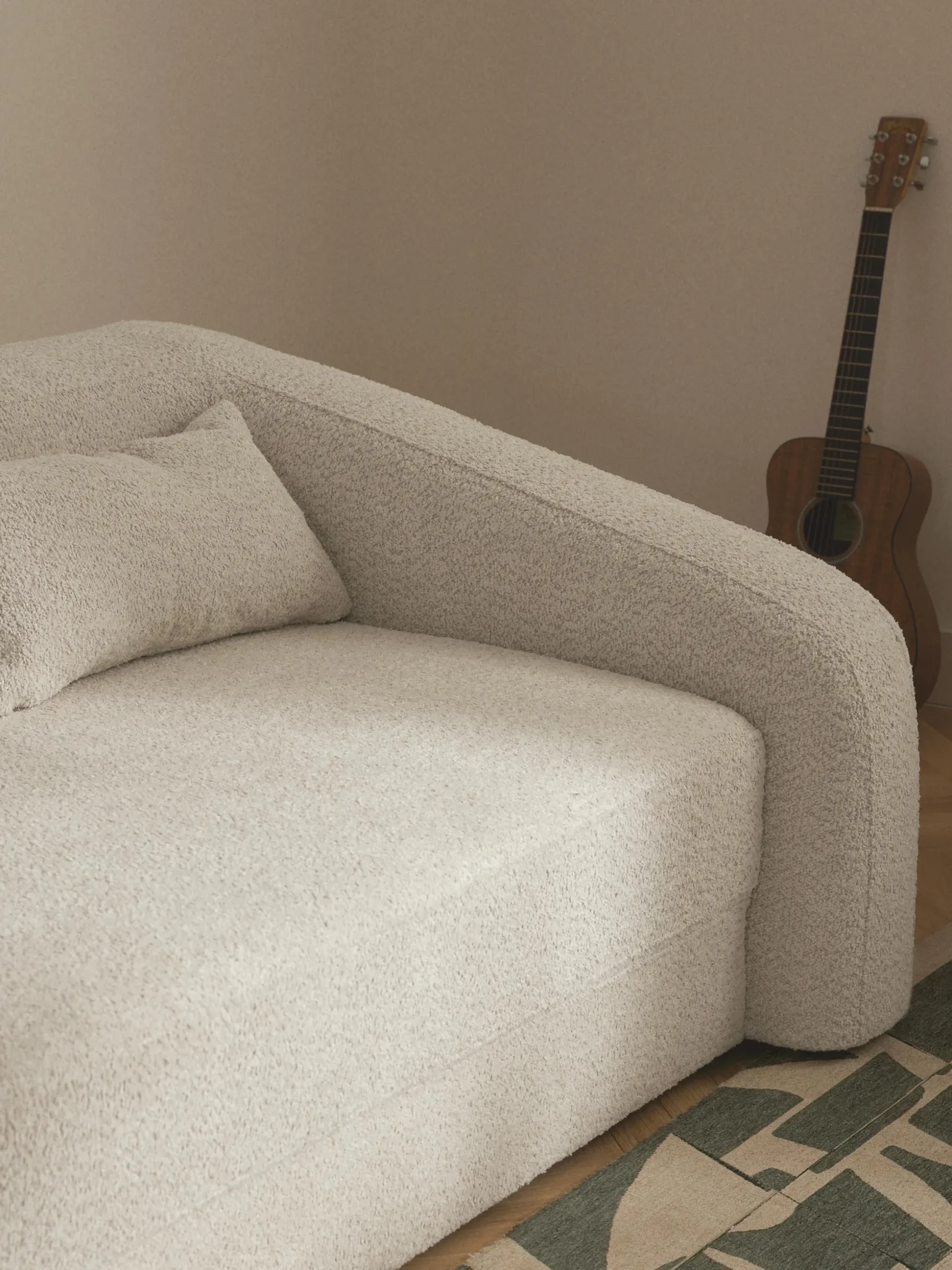 Divano letto 3 posti in teddy-bouclé Eliot