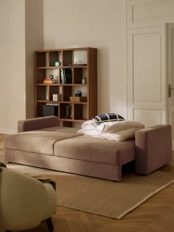 Divano letto 3 posti in velluto con contenitore Tasha