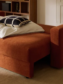 Divano letto 3 posti in velluto con contenitore Tasha