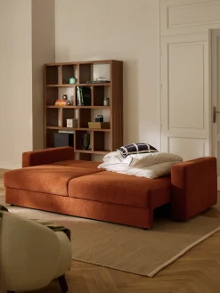 Divano letto 3 posti in velluto con contenitore Tasha