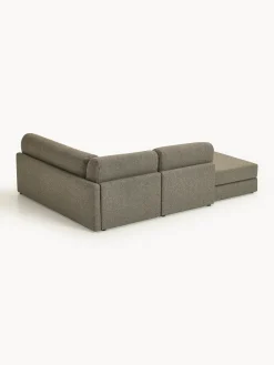 Divano letto angolare in bouclé con contenitore Ladina