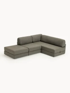 Divano letto angolare in bouclé con contenitore Ladina
