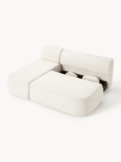 Divano letto angolare in teddy-bouclé con contenitore Pao