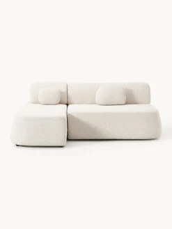 Divano letto angolare in teddy-bouclé con contenitore Pao