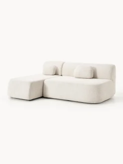 Divano letto angolare in teddy-bouclé con contenitore Pao