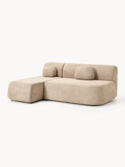 Divano letto angolare in teddy-bouclé con contenitore Pao